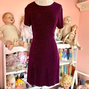vintage 90s purple/maroon sparkly glitter skater mini dress M/L